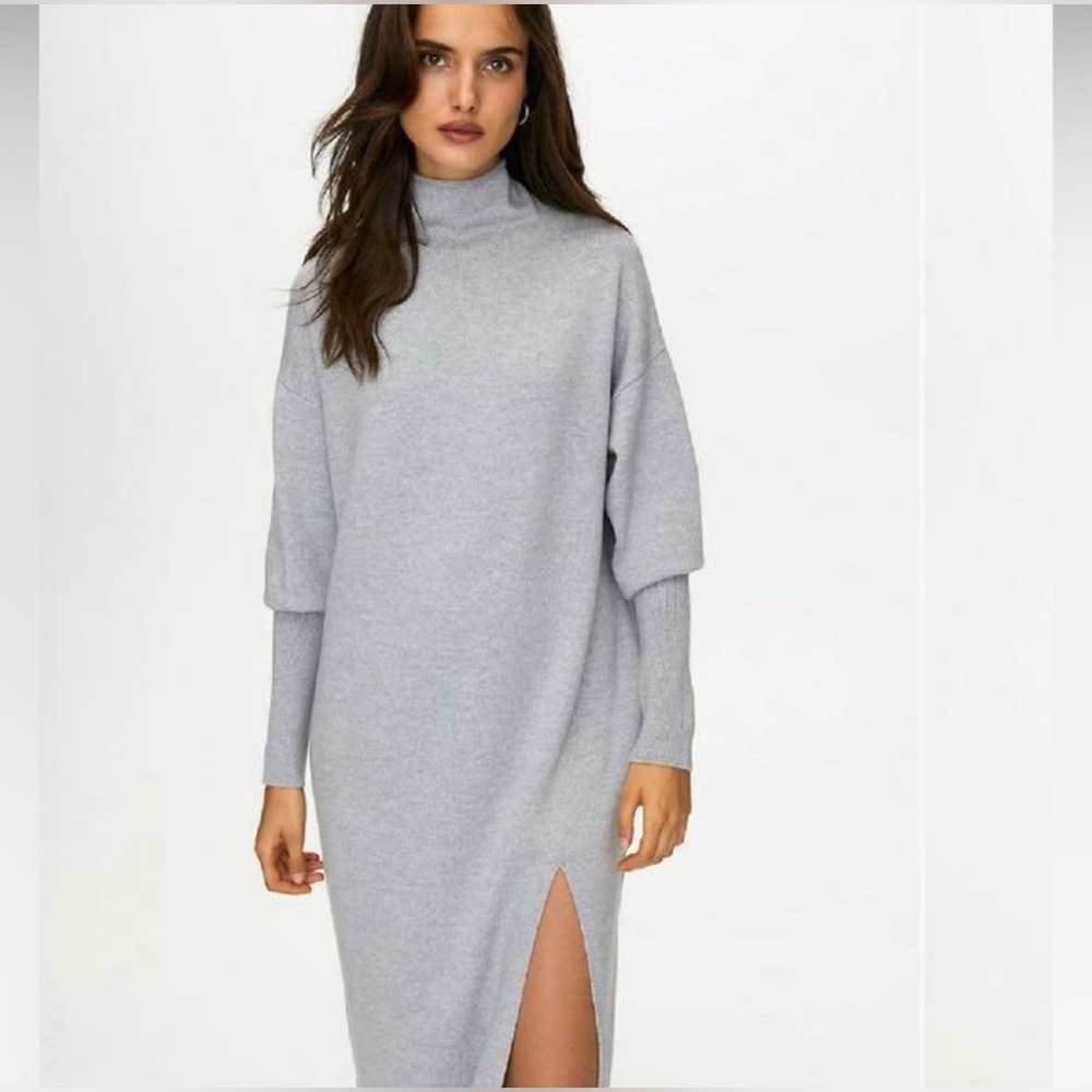 Aritzia Wilfred XXS Light Gray Merino Wool Cyprie Sweater Dress - Picture 3 of 13